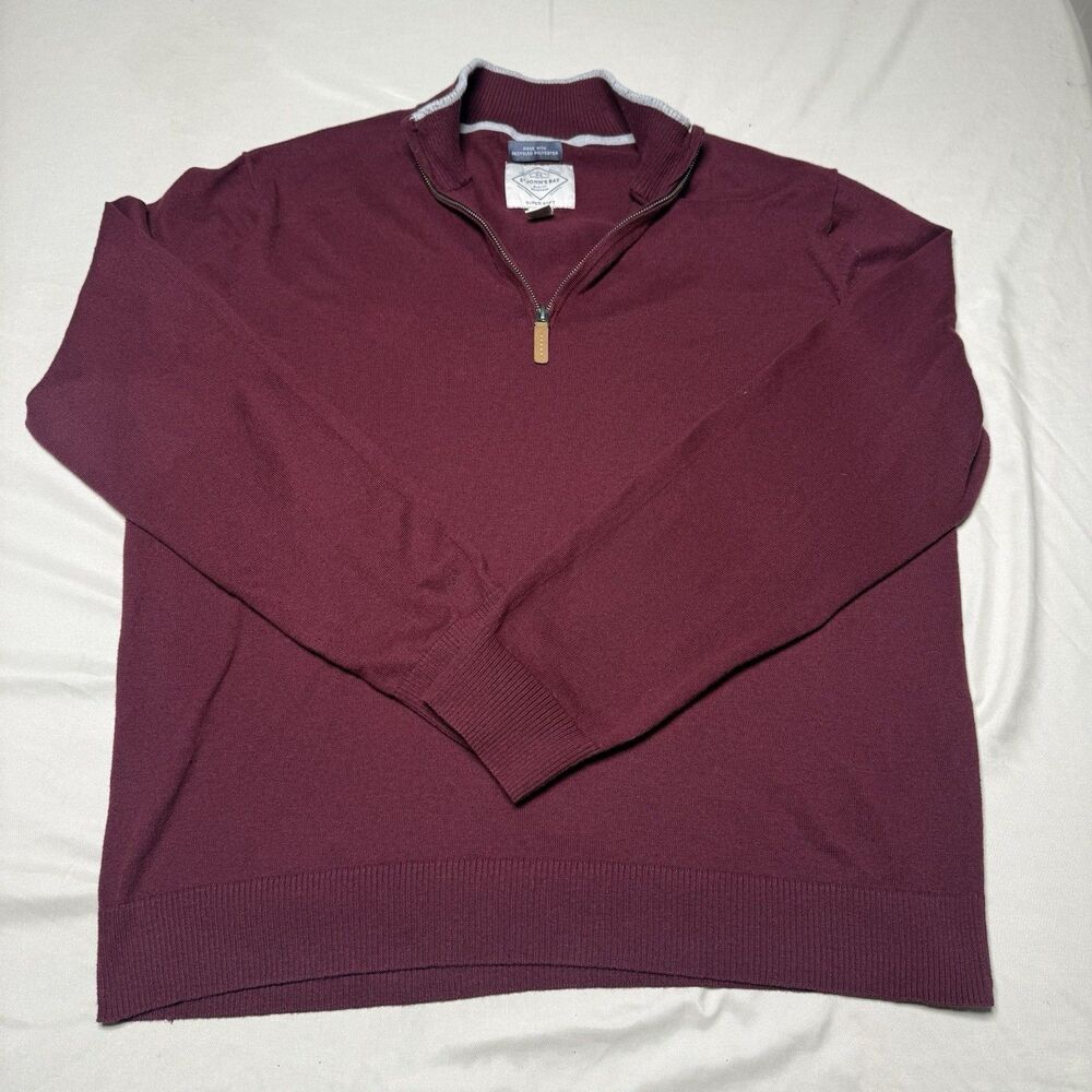 Saint John's Bay Men's XXL Quarter Zip Maroon Burgundy Red Pull Over